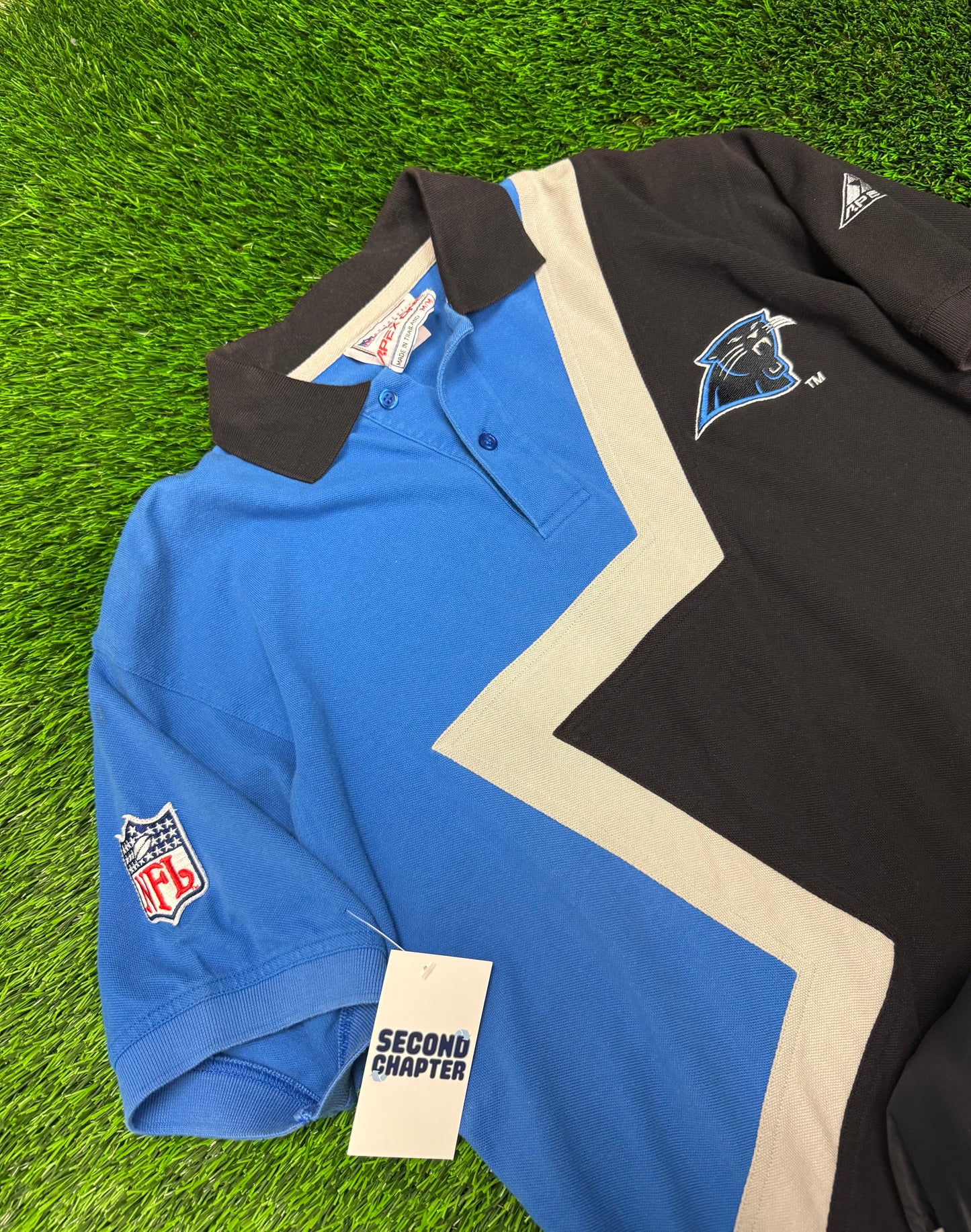90s Carolina Panthers Apex One Polo Shirt (M)