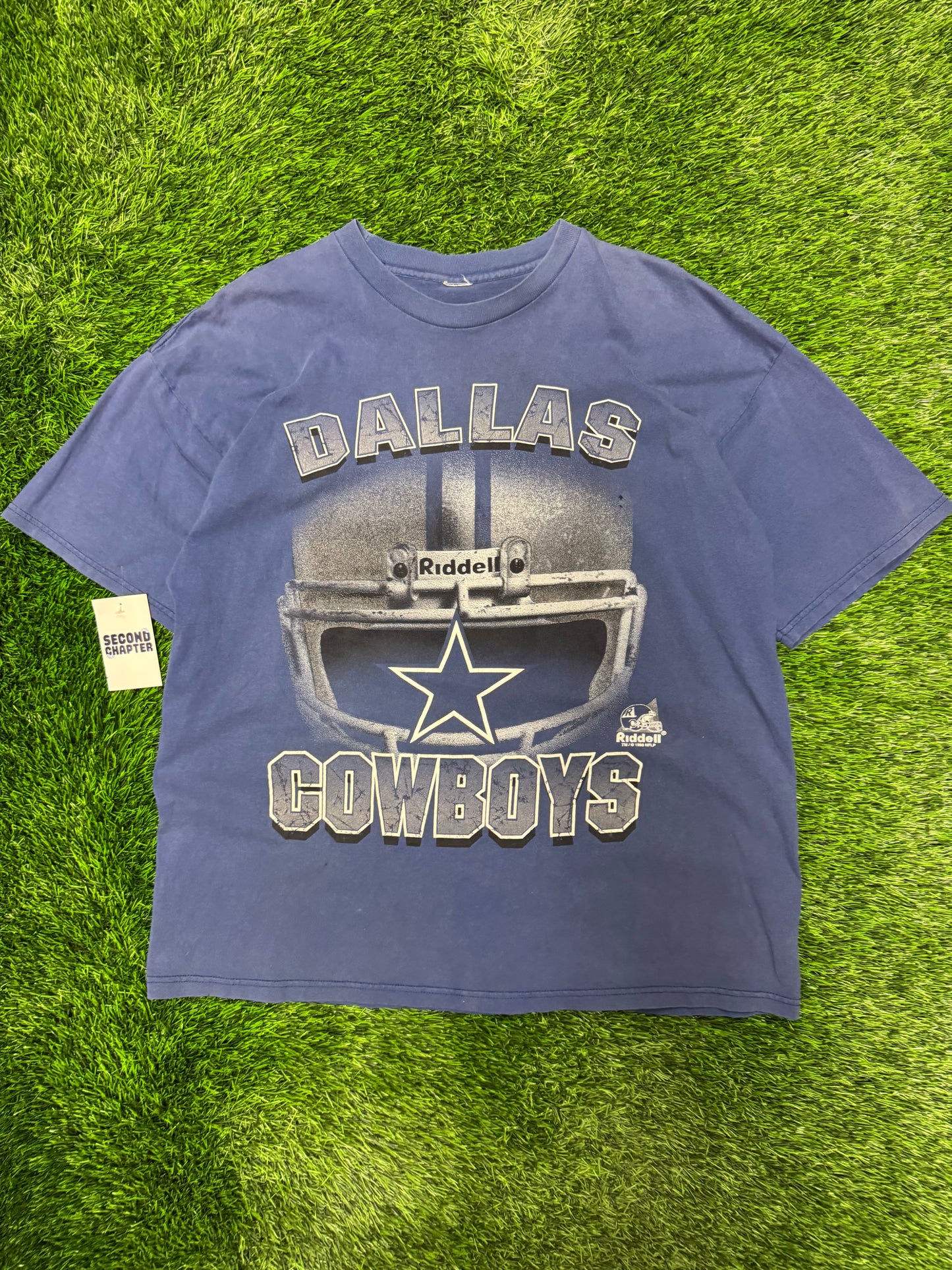 1998 Dallas Cowboys Vintage Riddell Distressed Helmet Tee (XL)