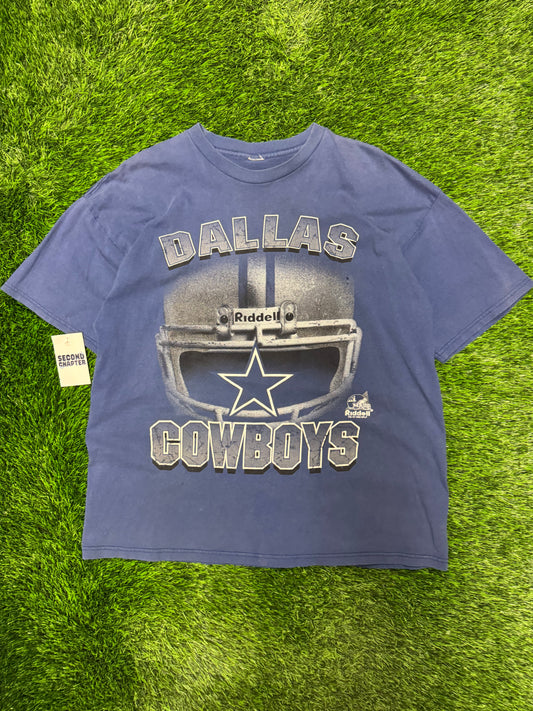 1998 Dallas Cowboys Vintage Riddell Distressed Helmet Tee (XL)