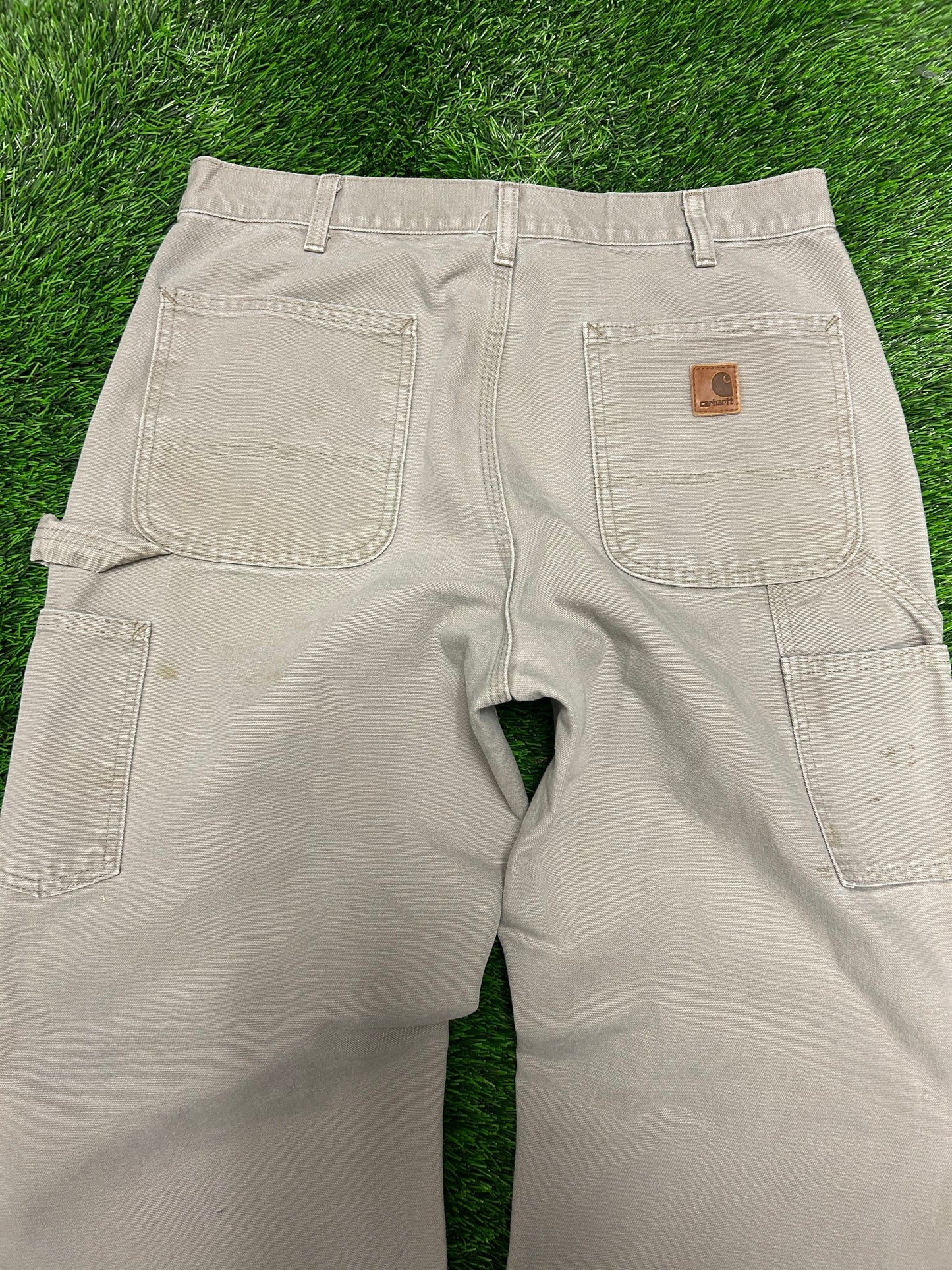 2010 Carhartt Beige Vintage Carpenter Workwear Pants (33 x 32)