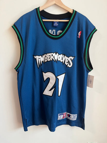 90s Minnesota Timberwolves #21 Kevin Garnett Champion NBA Jersey (L)