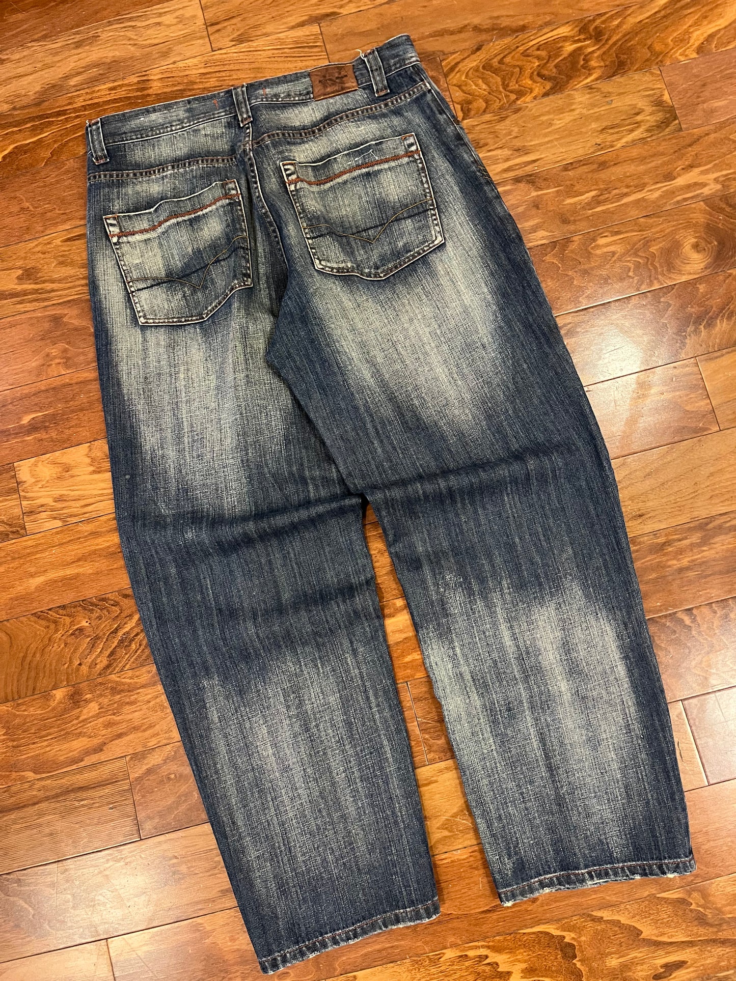 00s Royal Blue Washed Baggy Jeans (38x32)