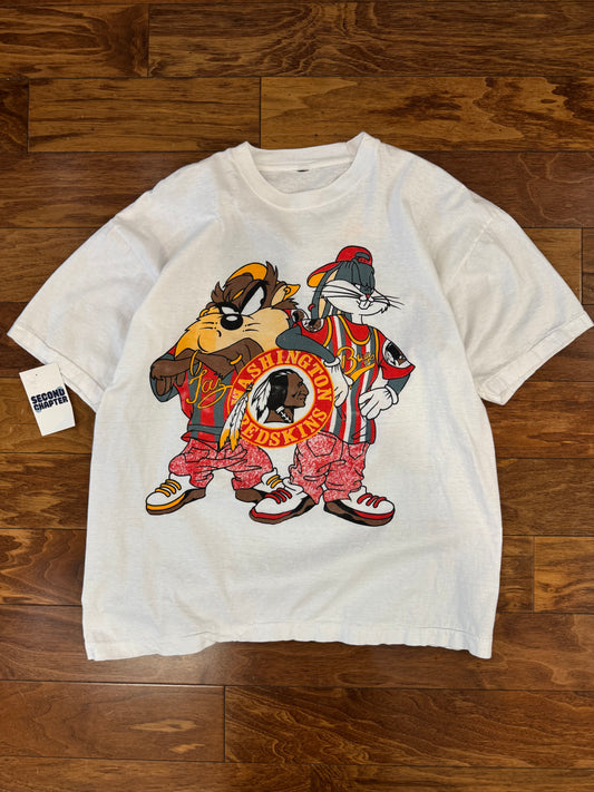90s Washington Redskins Looney Tunes Taz & Bugs Tee (L)