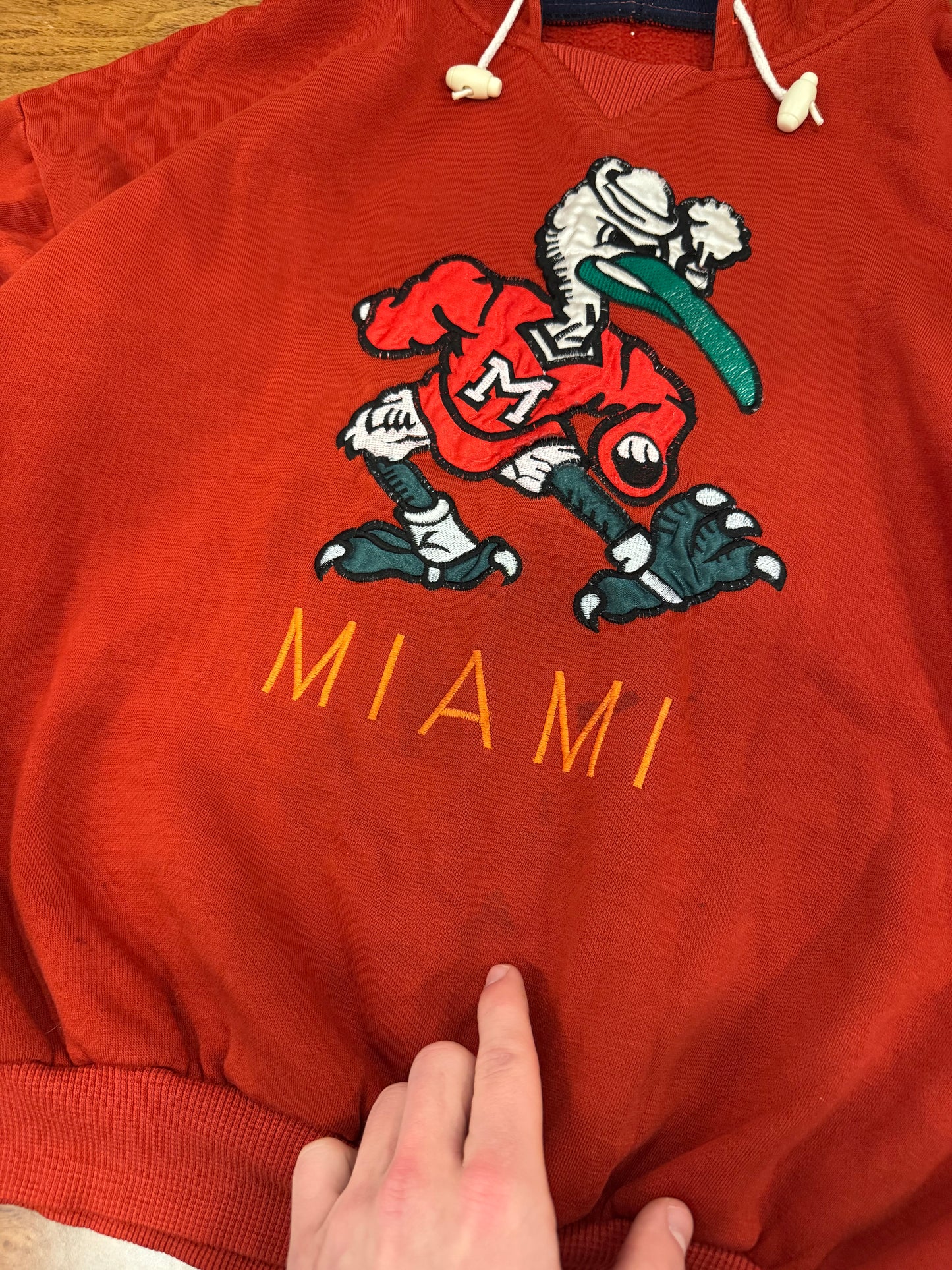 90s Miami Hurricanes Vintage Mascot Hoodie (L)