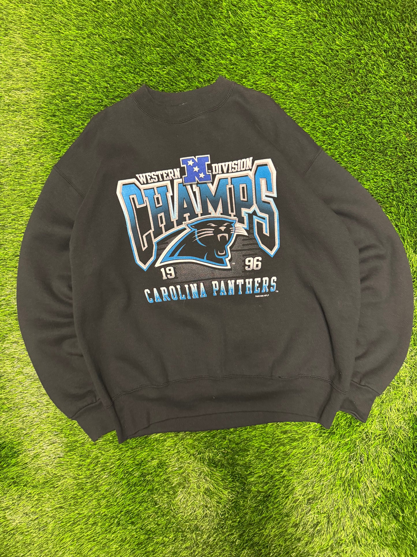 1996 Carolina Panther Panthers Western Division Champs Vintage NFL Crewneck (XL)