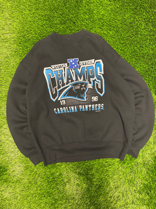 1996 Carolina Panther Panthers Western Division Champs Vintage NFL Crewneck (XL)