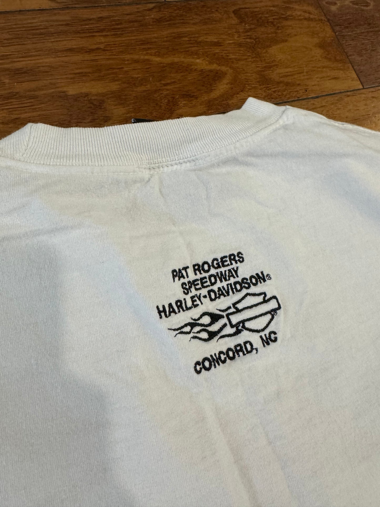 00s Harley Davidson Embroidered White Long-Sleeve Shirt (XL)