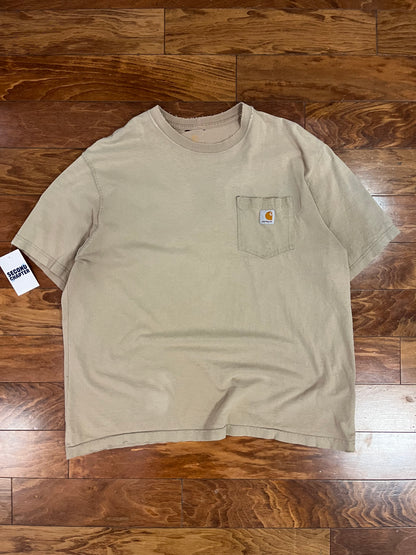 00s Carhartt Oatmeal Pocket Tee (Repair) (XL)
