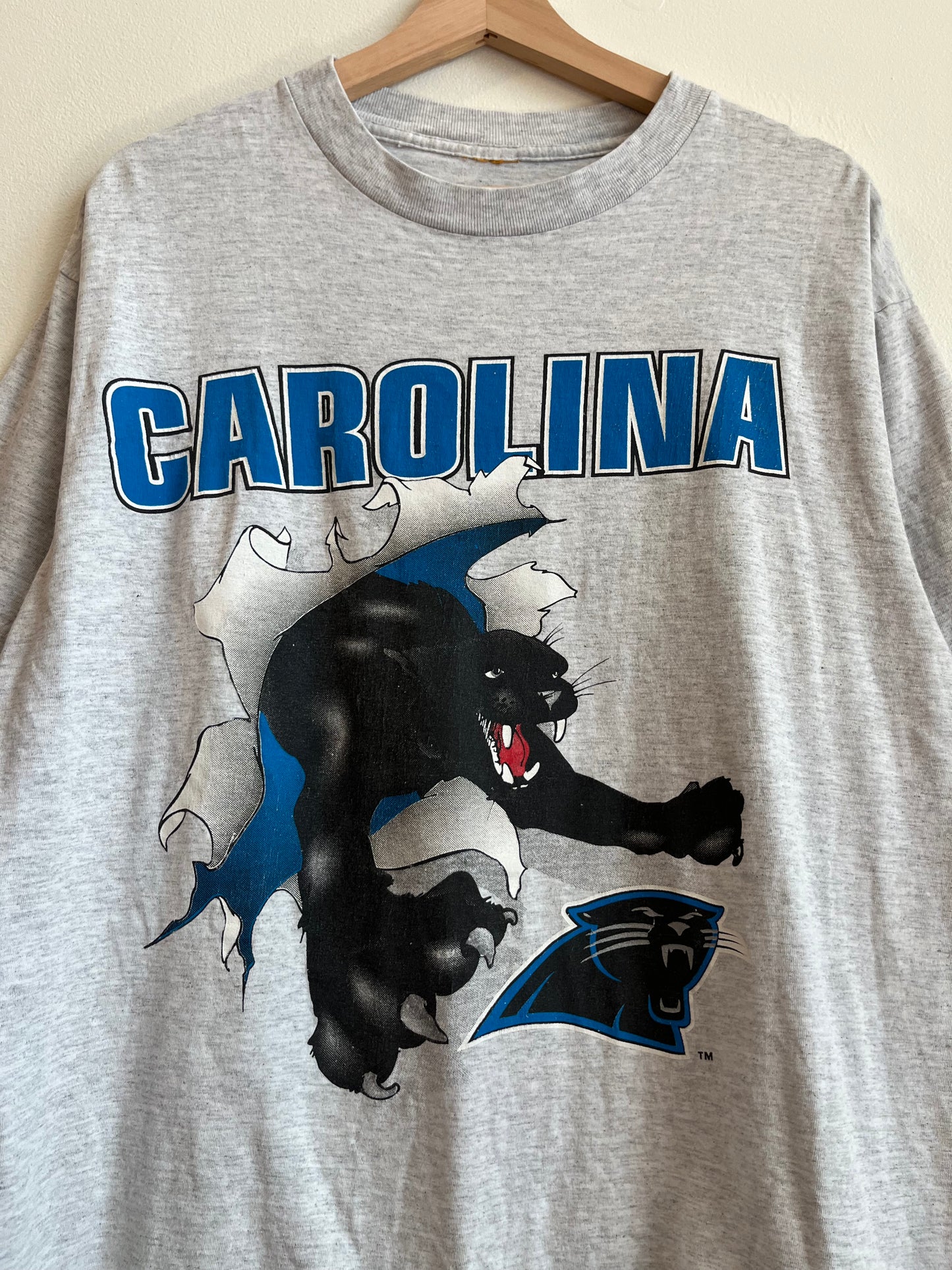 1993 Carlina Panthers NFL Nutmeg Breakthrough Grey Tee (L)