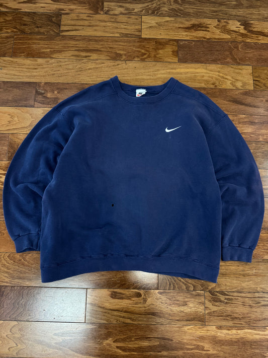 90s Nike Navy Essential Swoosh Crewneck (XL)