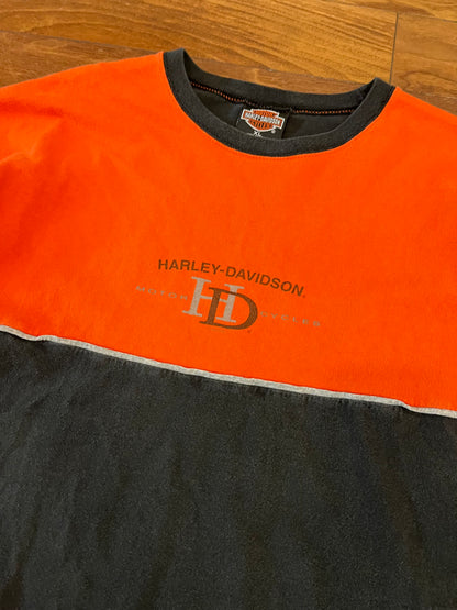 2002 Harley Davidson Orange & Black Tee (XL)
