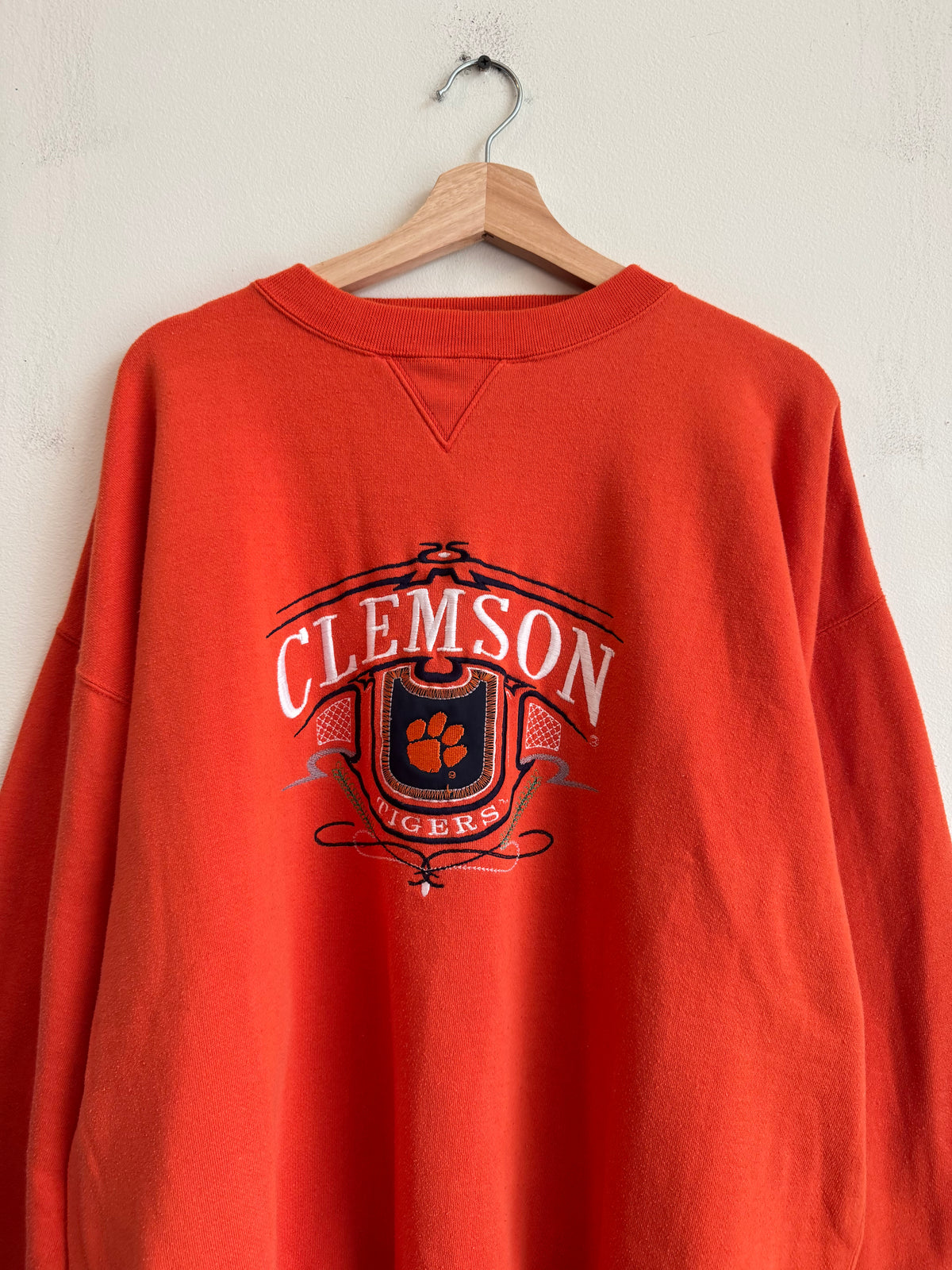 90s Clemson Embroidered Midwest Orange Crewneck (XL)