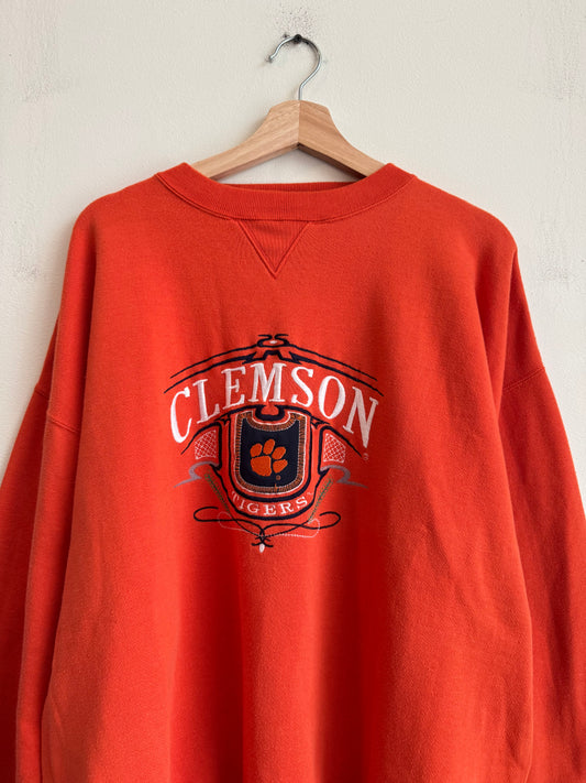 90s Clemson Embroidered Midwest Orange Crewneck (XL)