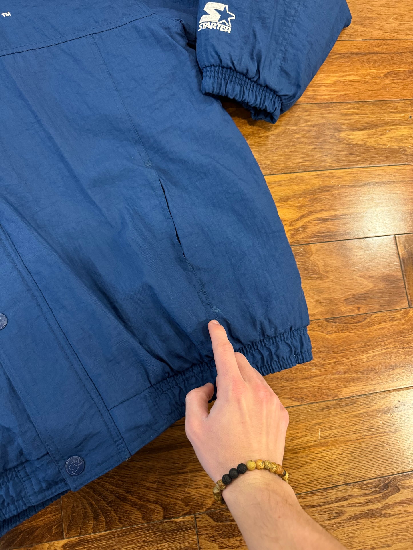 90s Dallas Cowboys Starter Embroidered Vintage Puffer Jacket (XL)