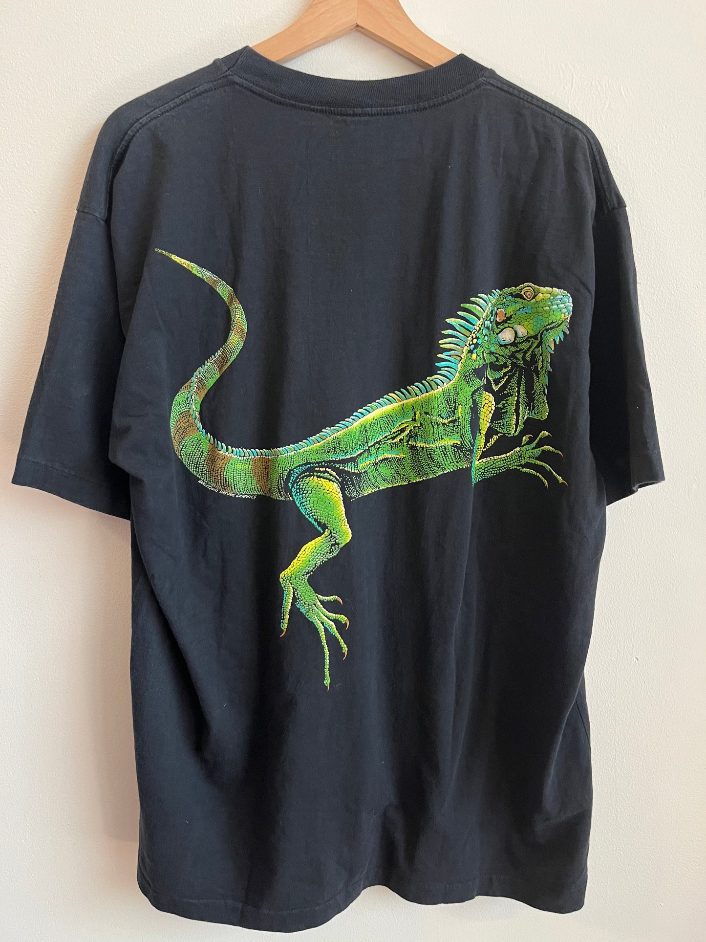 1990s Belize Destination Iguana Lizard Animal Tee (XXL)