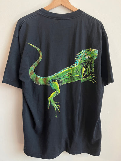 1990s Belize Destination Iguana Lizard Animal Tee (XXL)