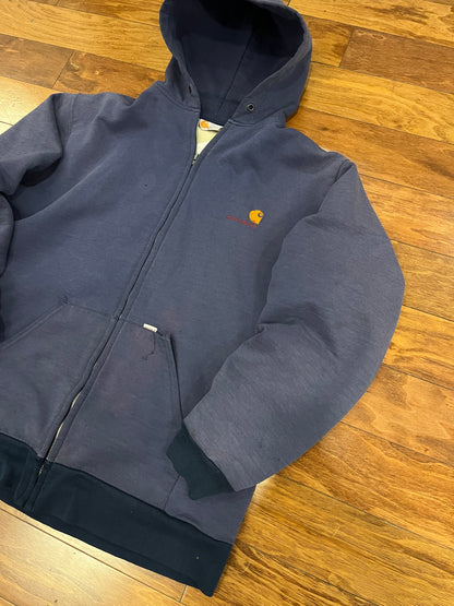 90s Carhartt Waffle Knit Vintage Faded Zip Up Hoodie (XXL)