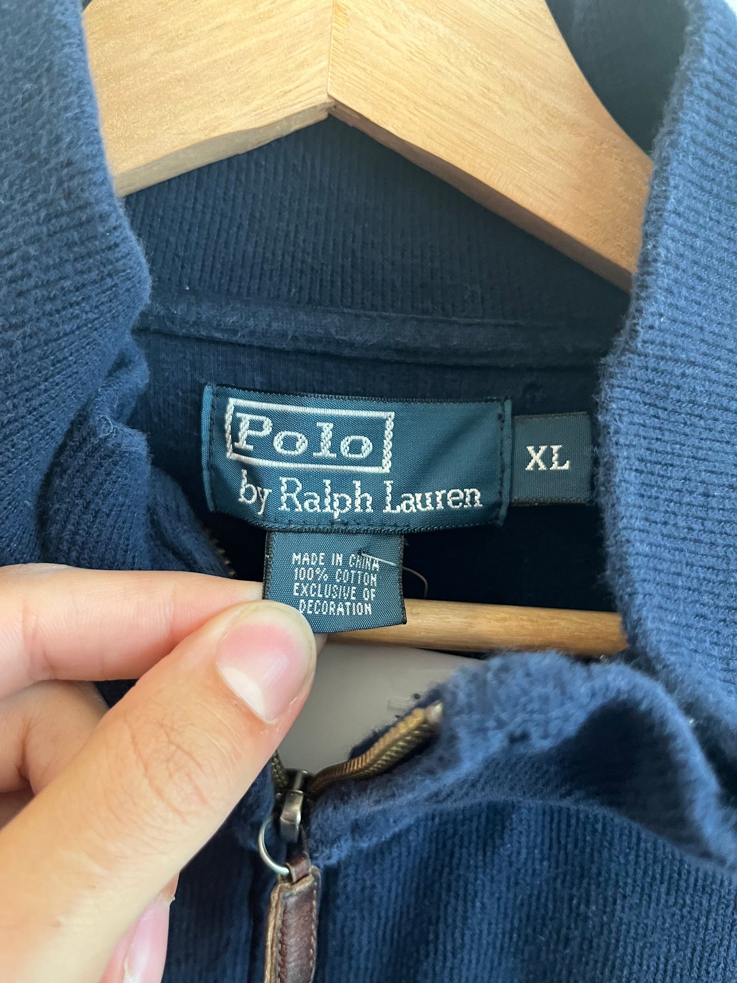 00s Polo Ralph Lauren Full Zip Navy Fleece (XL)