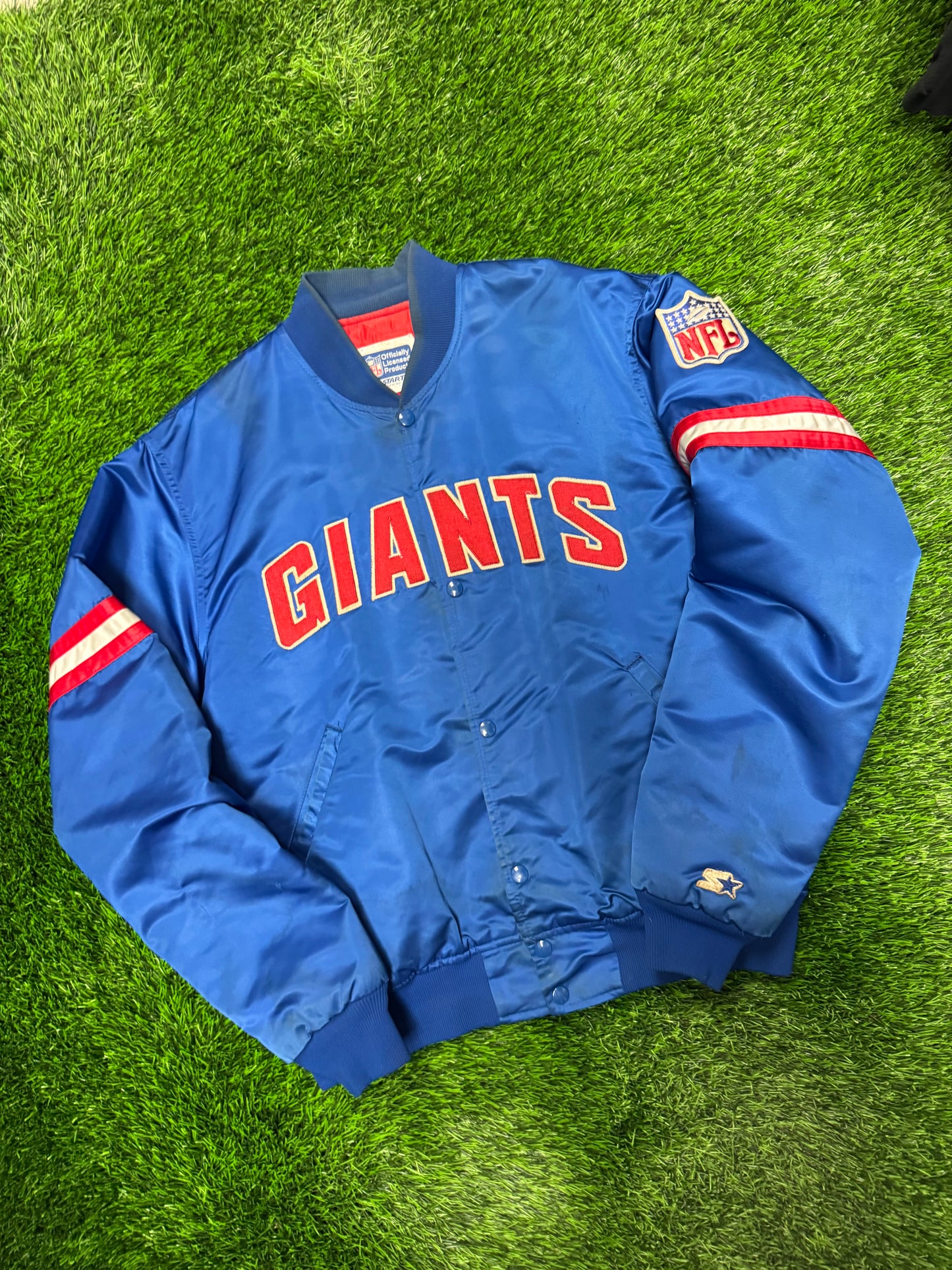 80s New York Giants Vintage Starter Satin Jacket (L)