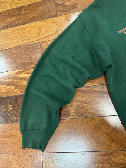 90s Harley Davidson Twin Faded Green Paint Splatter Crewneck (L)