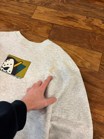 90s Mighty Ducks Vintage Salem Hockey Stained Crewneck (L)