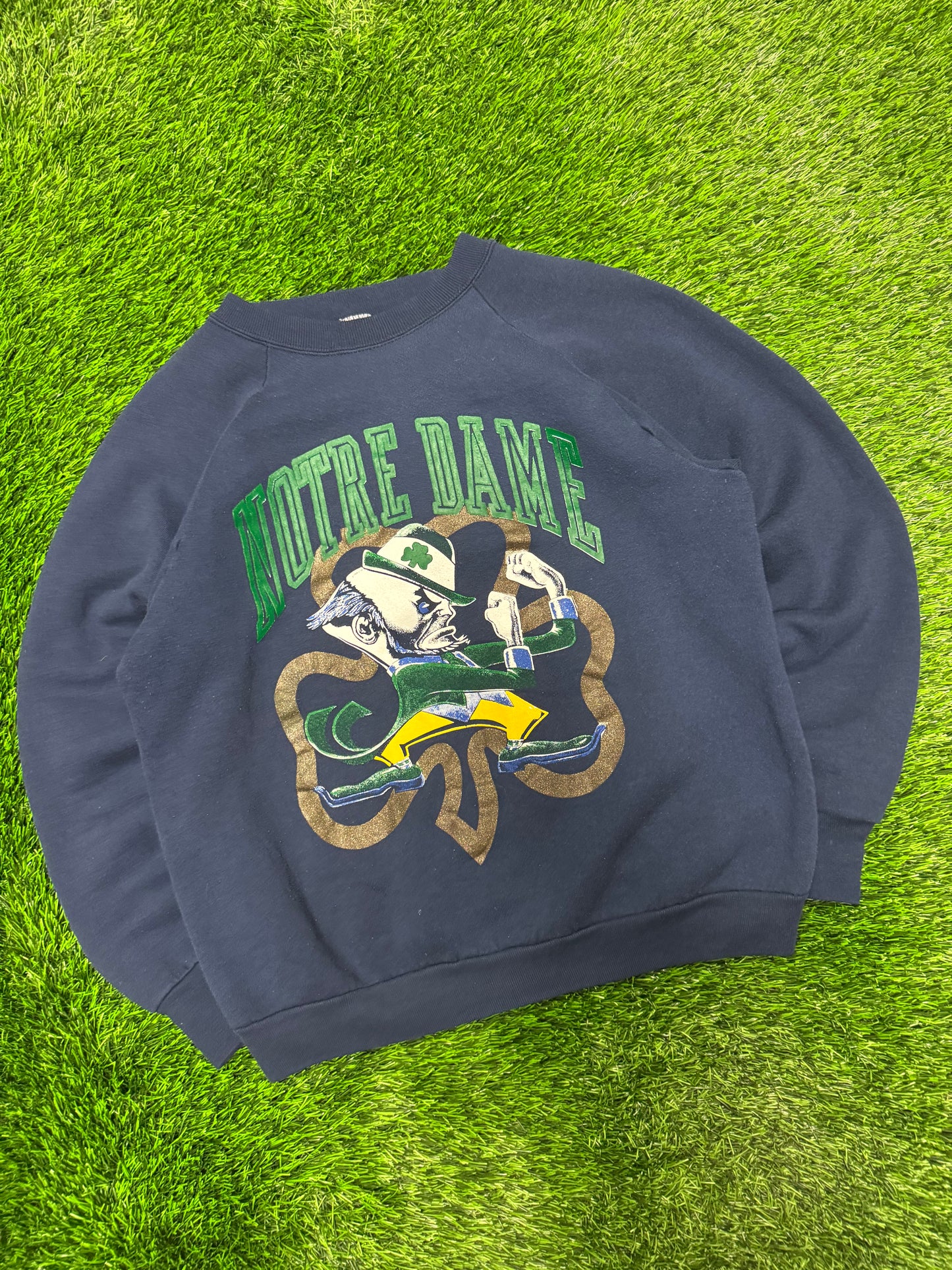 80s Notre Dame University Clover Navy Crewneck (L)