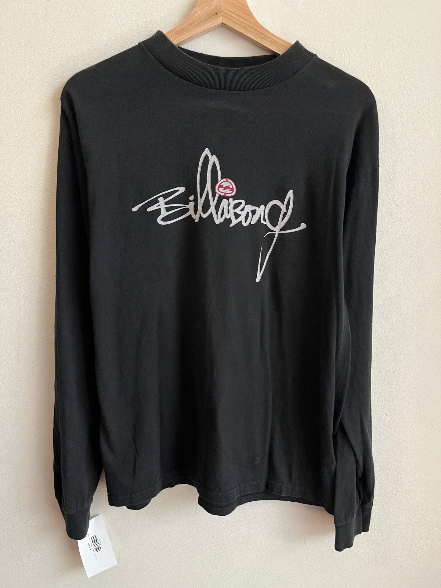 00s Billabong Black Spell Out Long Sleeve Shirt (M)