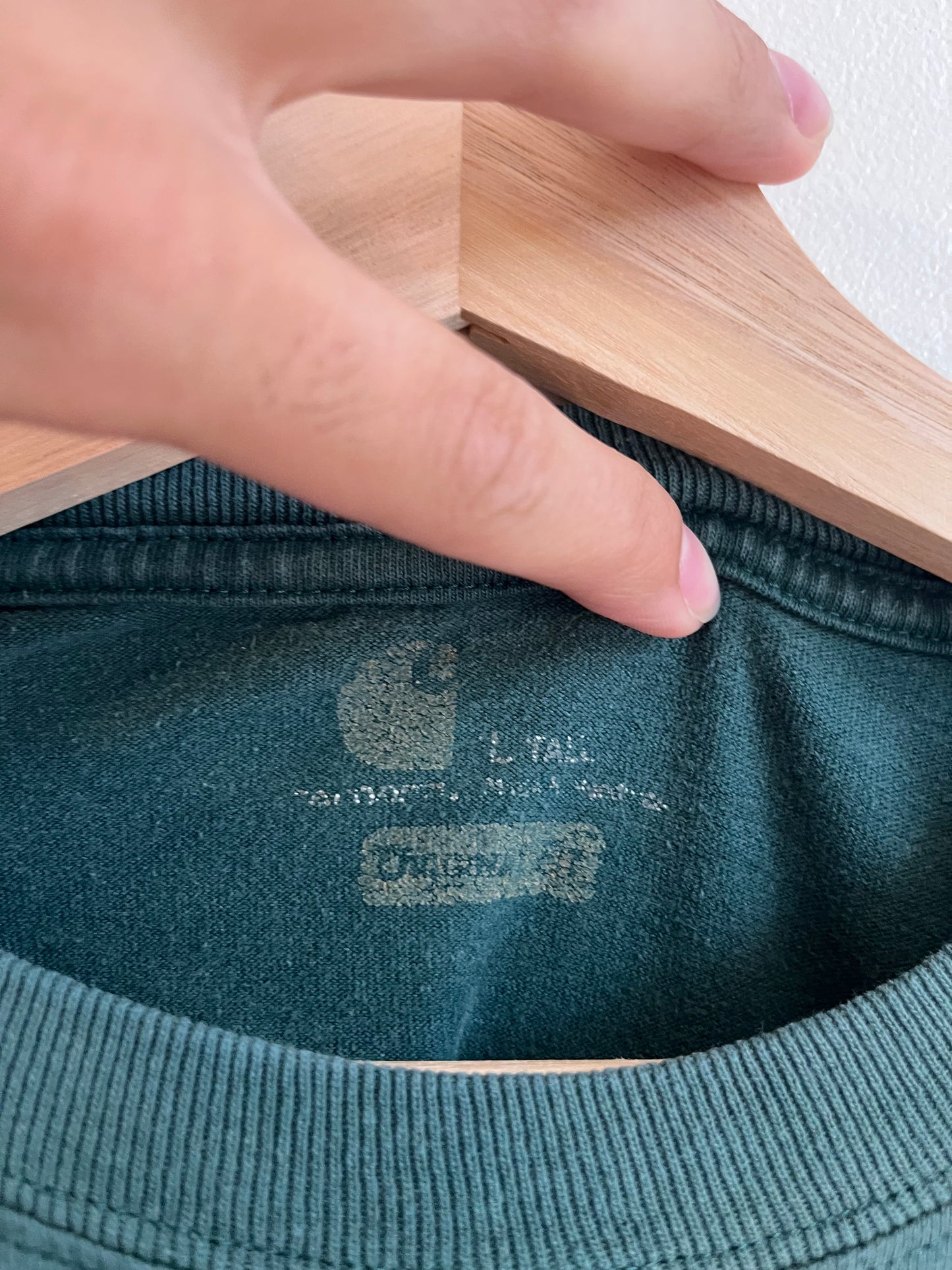 00s Carhartt Faded Green Cropped Pocket Tee (L)