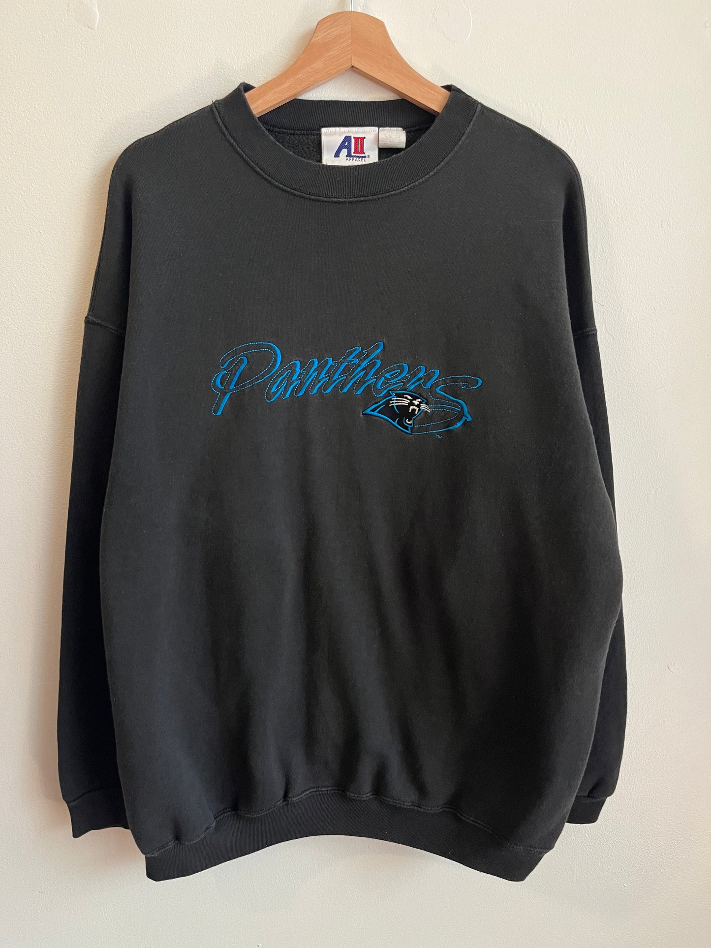 90s Carolina Panthers AII Faded Black Crewneck (L)