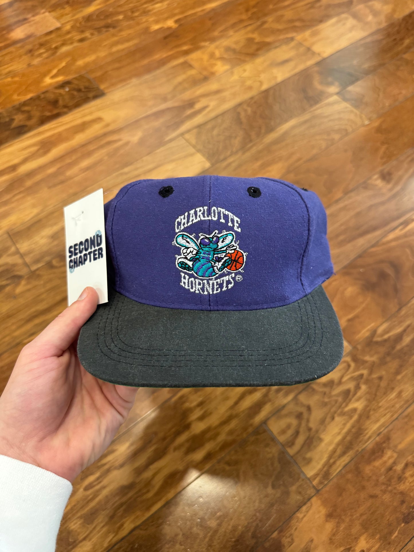 90s Charlotte Hornets Logo Two Toned Hat (OS)