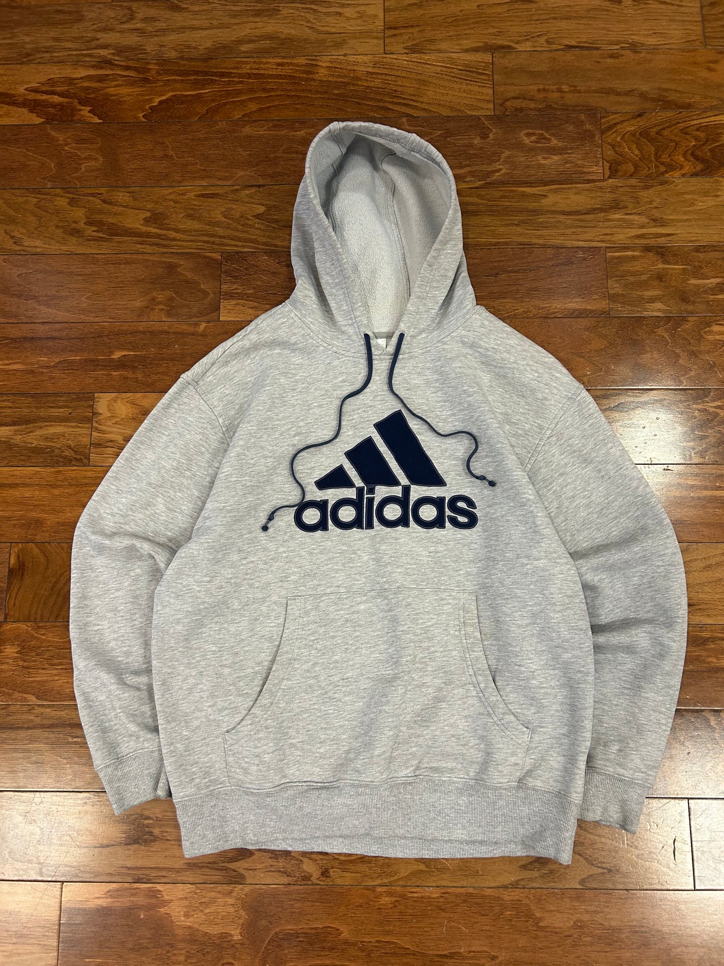 00s Adidas Embroidered Gray Hoodie (L)