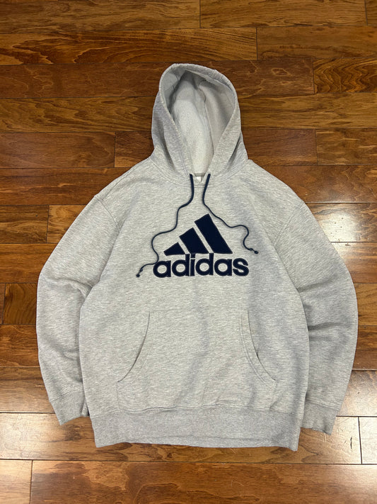 00s Adidas Embroidered Gray Hoodie (L)