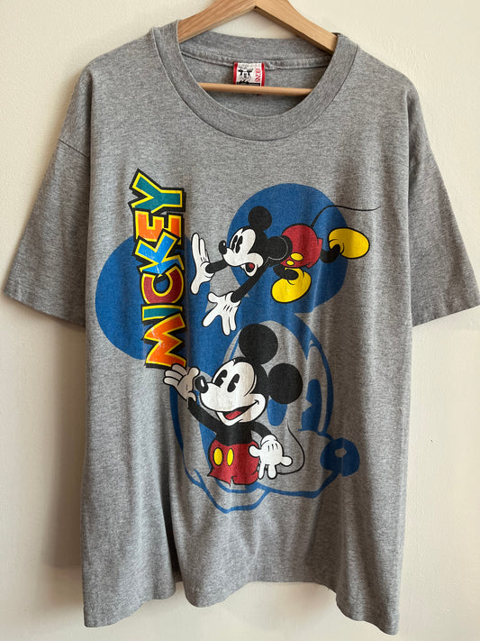 90s Disney Mickey Big Graphic Grey Tee (XL)
