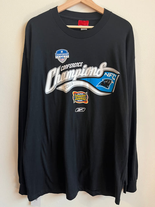 2003 Carolina Panthers NFC Champs Black Long-Sleeve Shirt (L)