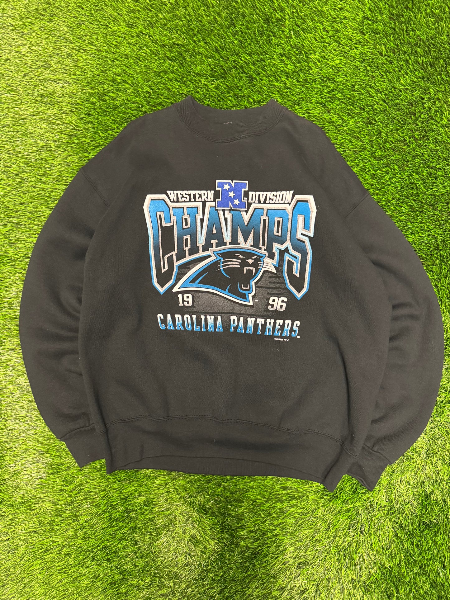 1996 Carolina Panther Panthers Western Division Champs Vintage NFL Crewneck (XL)