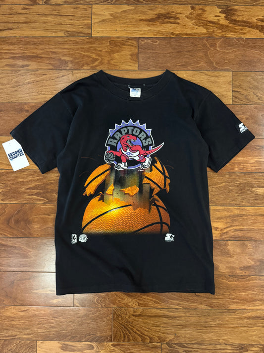 90s Toronto Raptors Shattered Basketball Vintage Starter Tee (S)