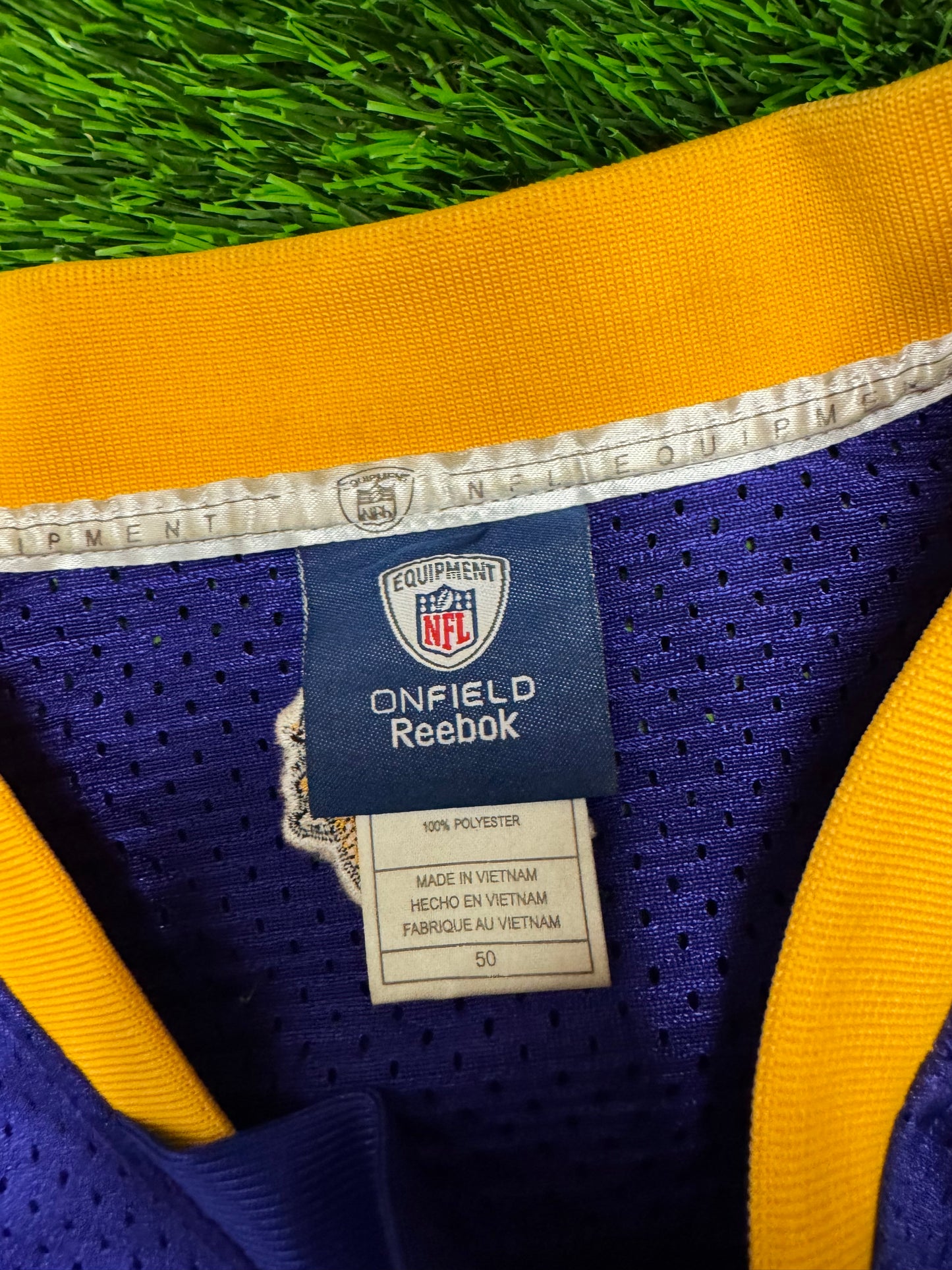 2010 Vikings Sidney Rice 50 Year Patch Stitched #18 Reebok Jersey (L)