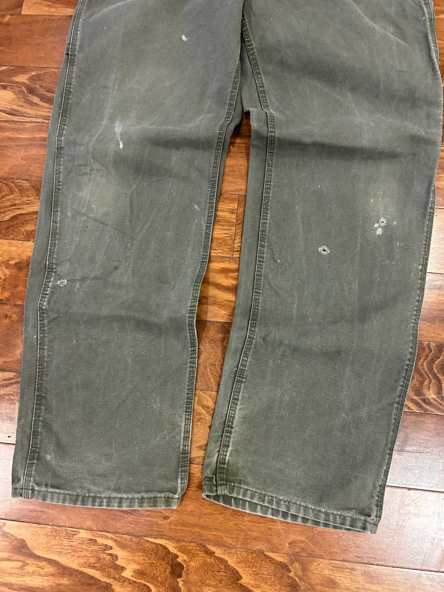 00s Carhartt Olive Green Distressed Carpenter Pants (36 x 34)