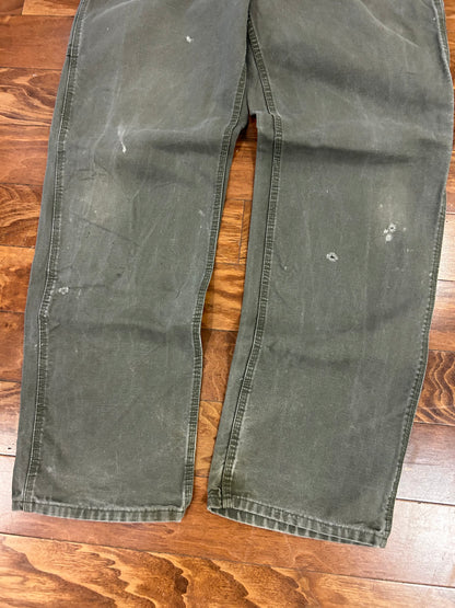 00s Carhartt Olive Green Distressed Carpenter Pants (36 x 34)