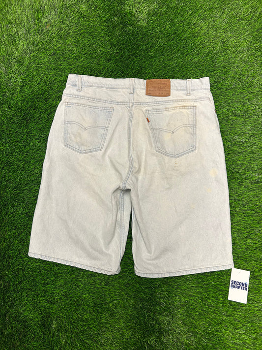 1994 Vintage Levi's 550 Orange Tab Faded Light Wash Jean Shorts (38)