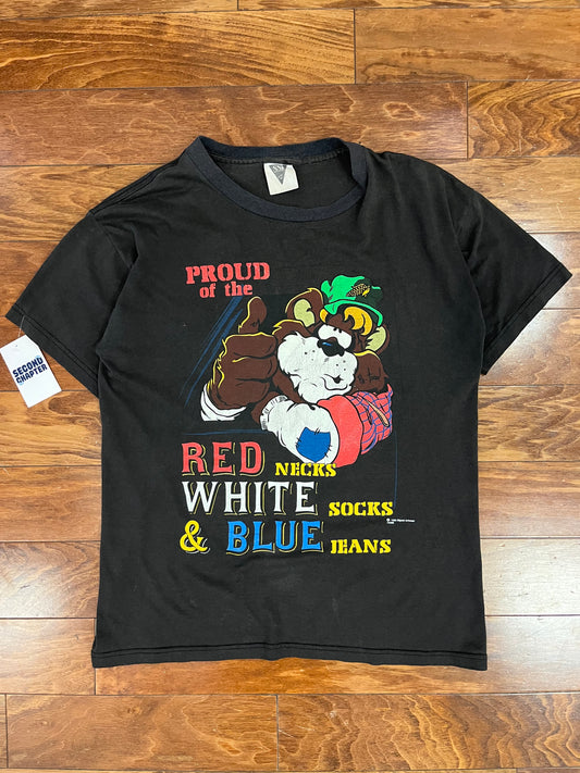 90s Proud of the Red White & Blue Graphic Tee (L)