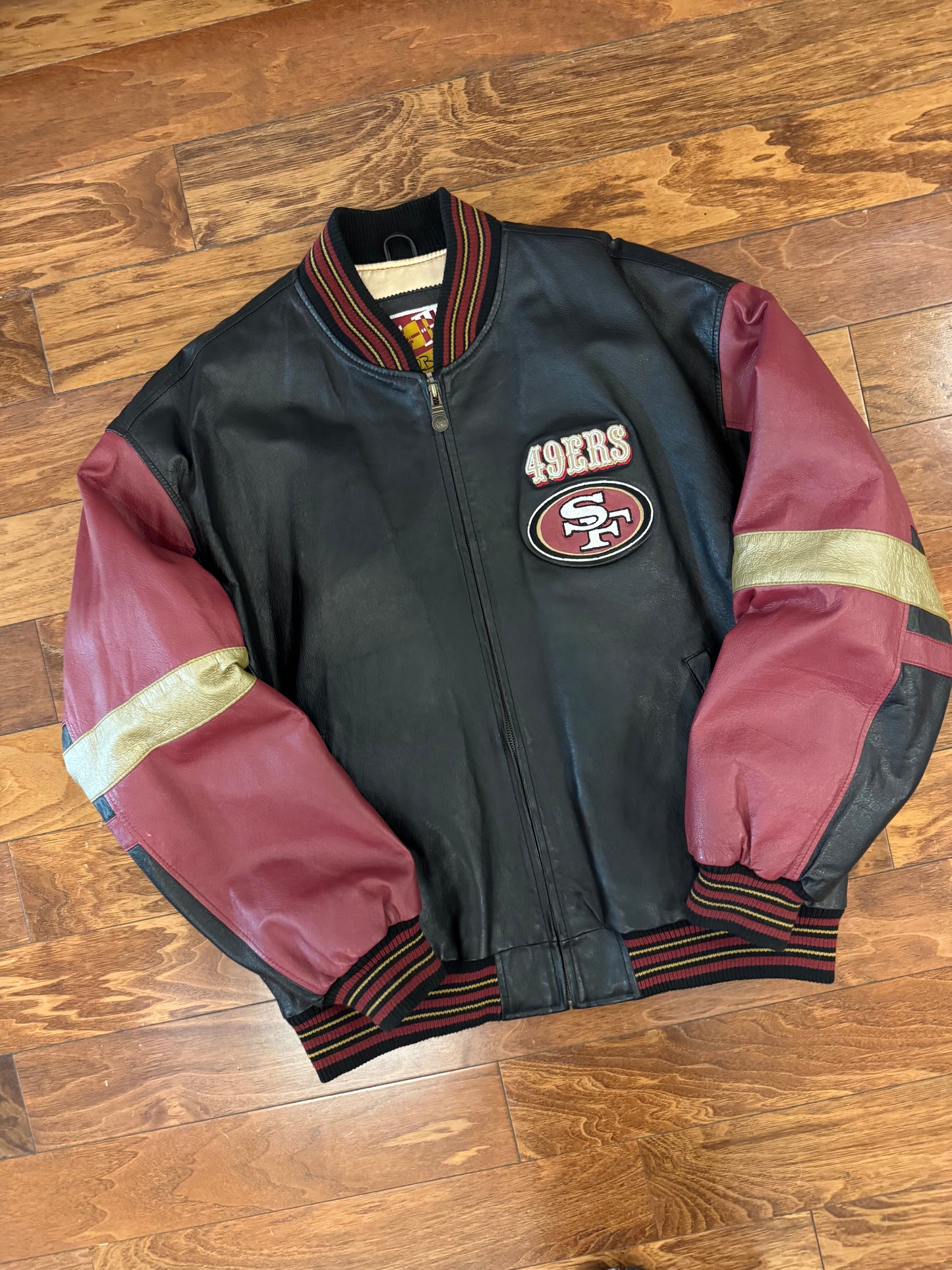 90s San Francisco 49ers Carl Banks Rare Leather Jacket (XL)