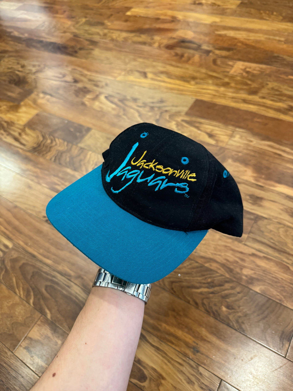 90s Jacksonville Jaguars Logo 7 Spell Out Hat (OS)