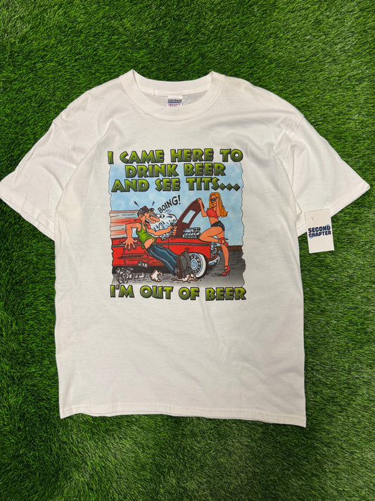 90s "I Came Here To Drink Beer and See Tits" Parody Tee (L)