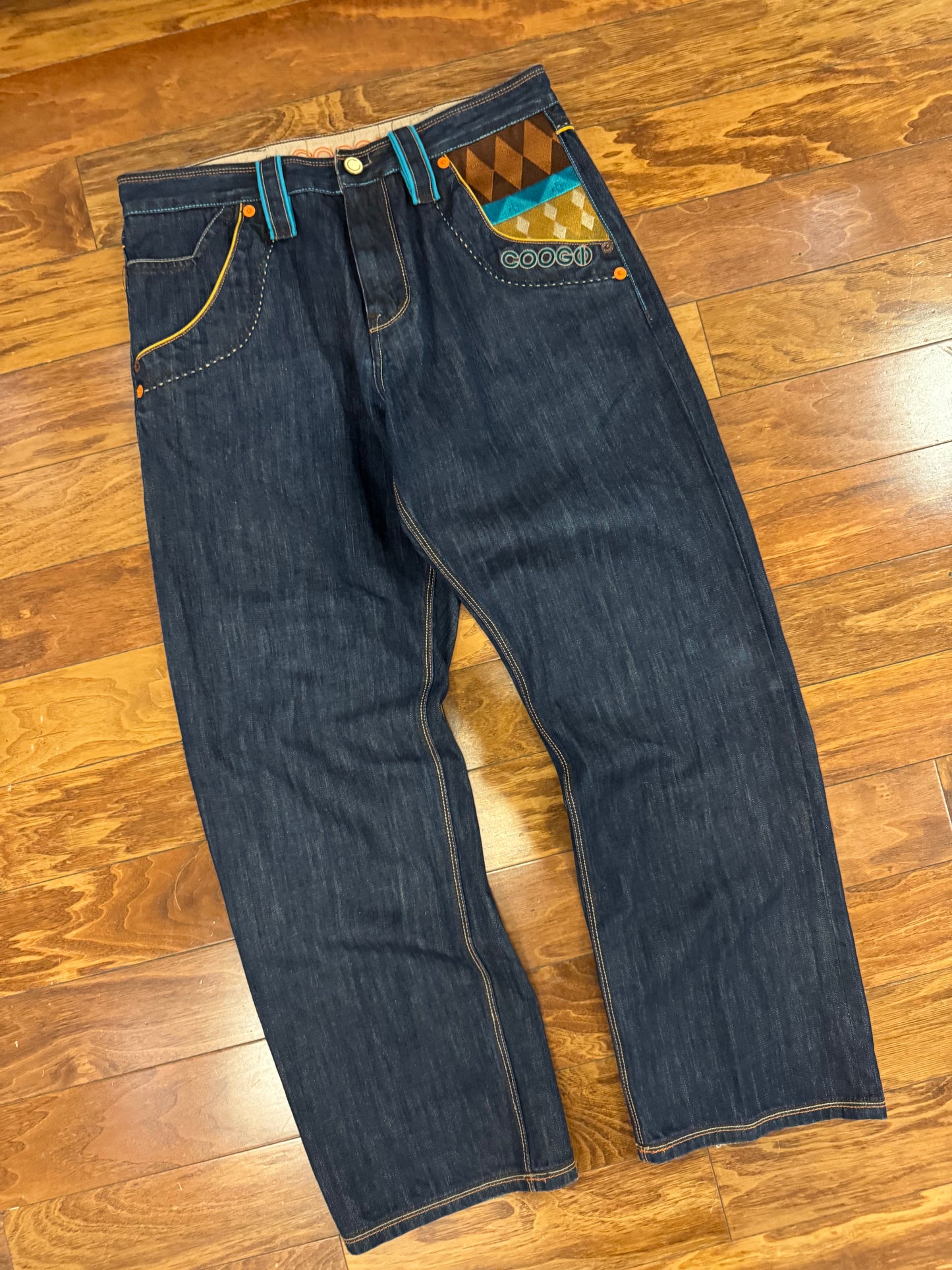 00s Coogi Aztec Pockets Baggy Embroidered Jeans (36 x 34)