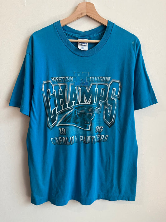 1996 Carolina Panthers Blue West Division Stained Tee (L)