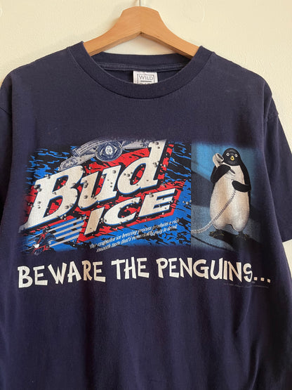 1996 Bud Ice Penguins Vintage Beer Promo Tee (L)