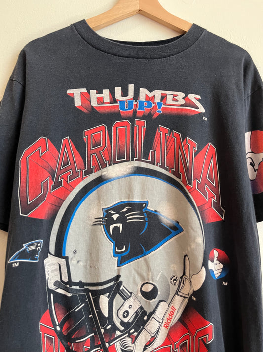 90s Carolina Panthers Thumbs Up Faded Helmet Tee (L)