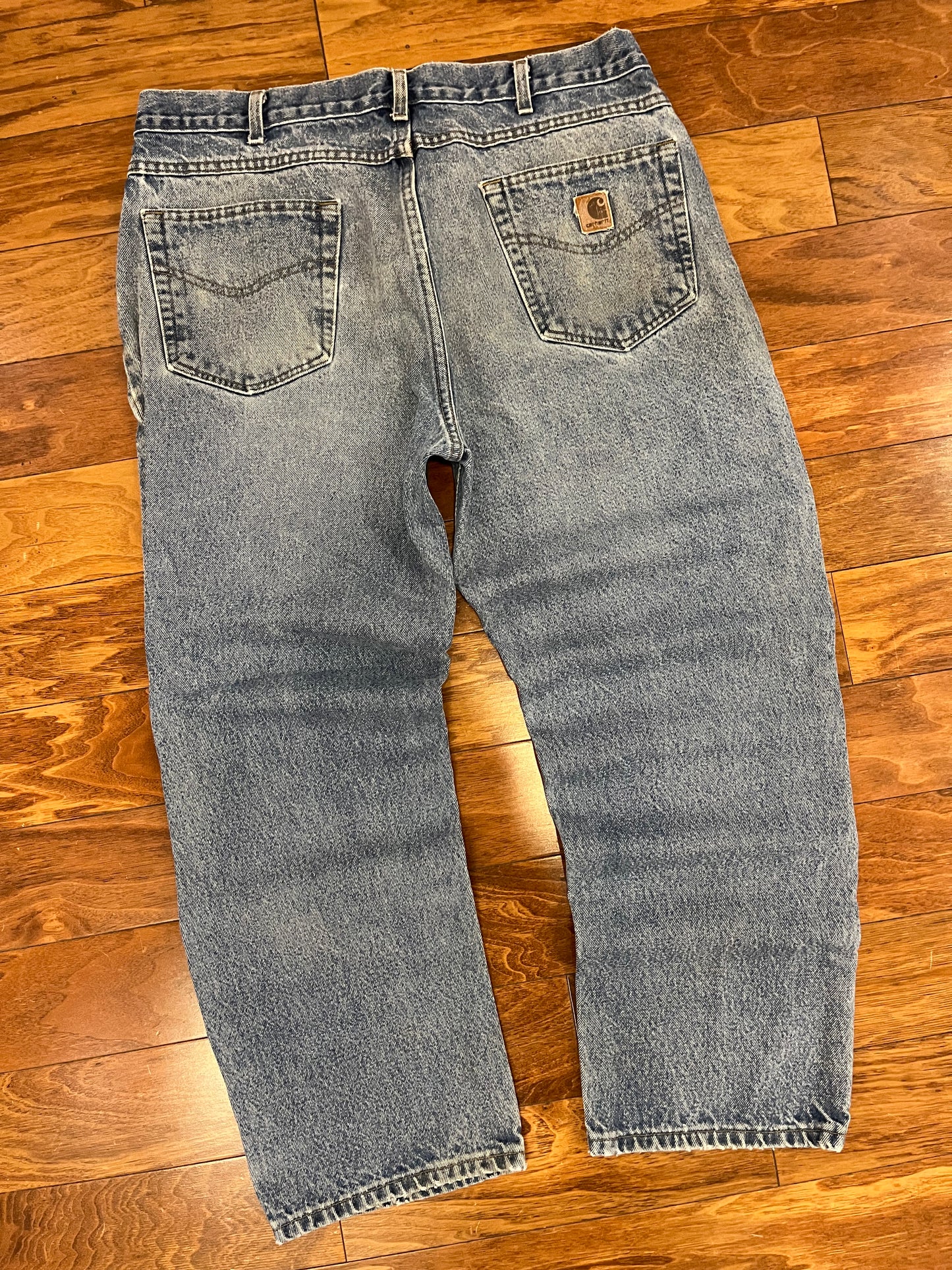 00s Carhartt Blue Washed Work Jeans (36 x 30)