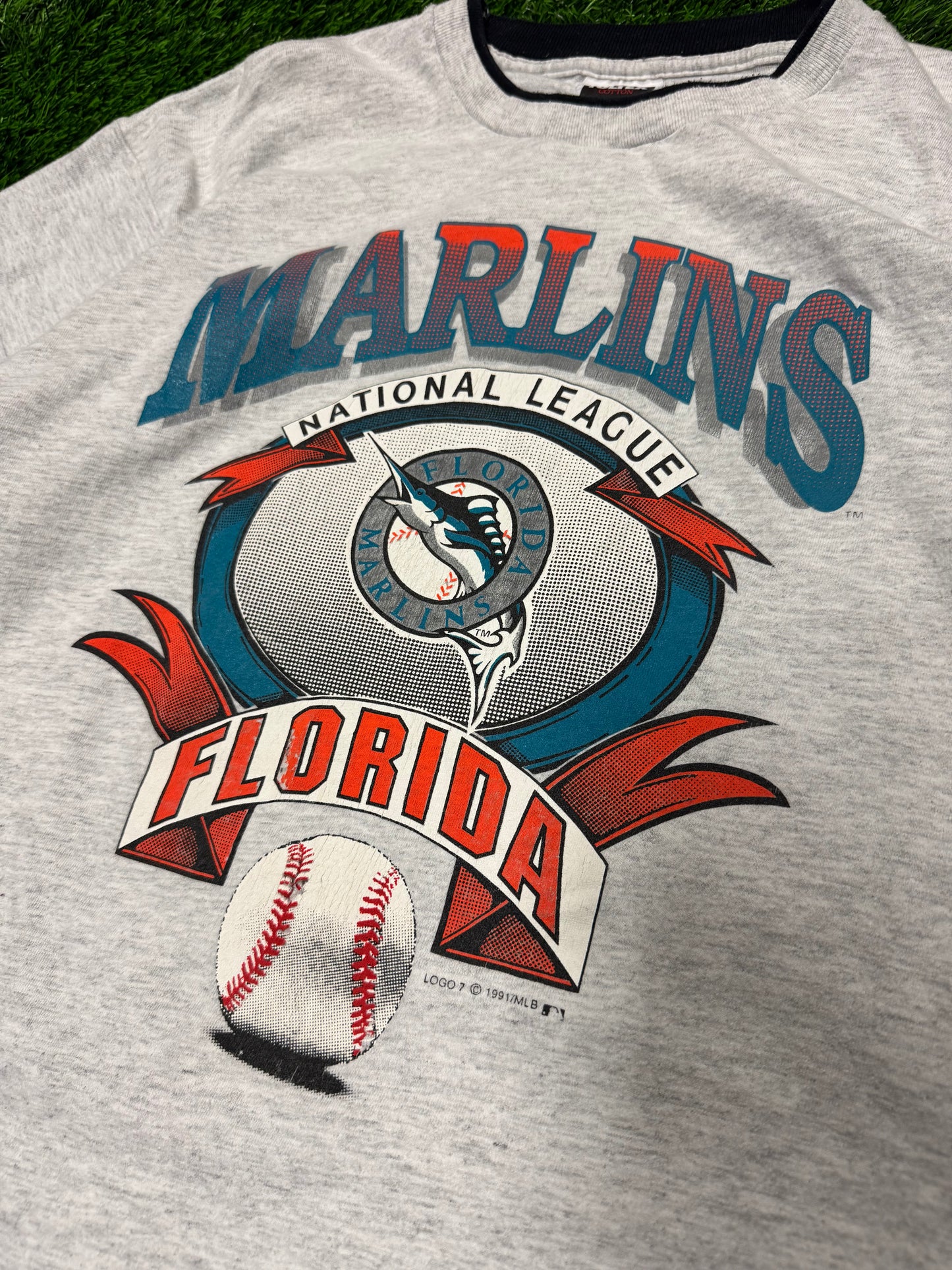 1991 Florida Marlins Double Sleeve Vintage MLB Tee (XL)